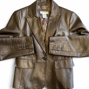 Women's Brown Leather Blazer